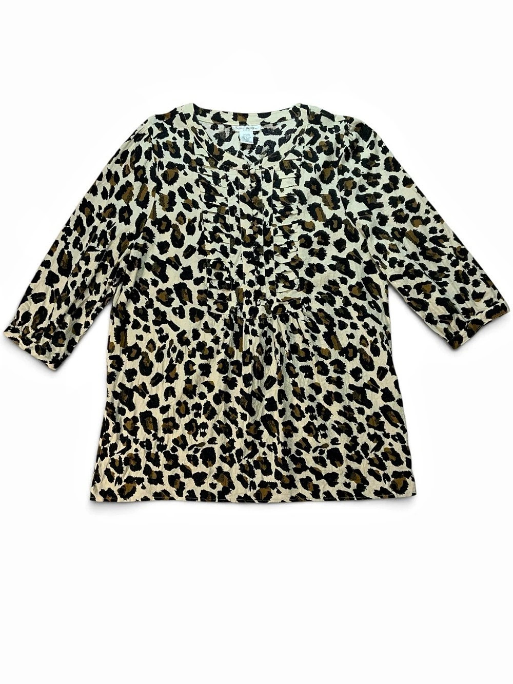 Susan Bristol Leopard Print Boho Blouse Size 1X